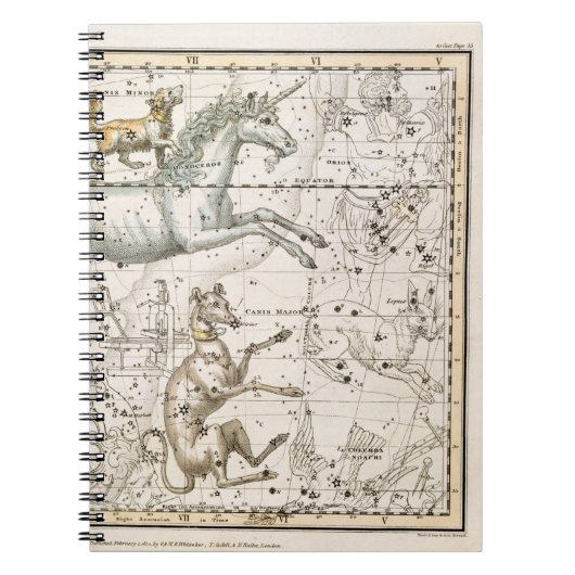 Monoceros, van 'A Celestial Atlas', pub. in 1822 Notitieboek (Voorkant)
