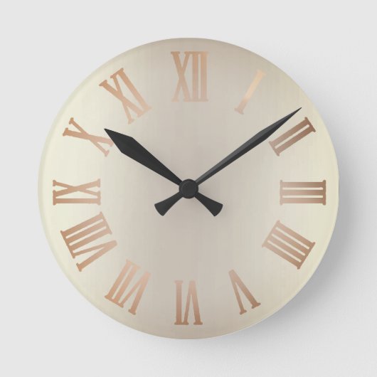 Monochrom Glitter Bronze Sepia Ombre Minimale Zwar Ronde Klok (Voorkant)