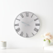 Monochrom Grey Metallic Grey Silver Roman Numbers Grote Klok (Huis)