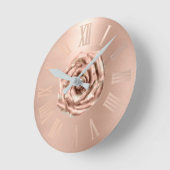 Monochrom Roos Gold Copper Metallic Roman Nummers Ronde Klok (Hoek)