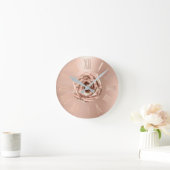 Monochrom Roos Gold Copper Metallic Roman Nummers Ronde Klok (Huis)