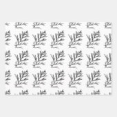 Monochrom Winter Kerstboom Pine Branch Cones Inpakpapier Vel (Voorkant 2)