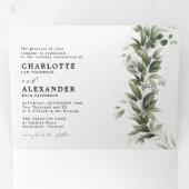 Monochromati Greenergy All in one Wedding Tri-Fold Drieluik Uitnodiging (Binnenzijde eerst)