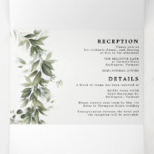 Monochromati Greenergy All in one Wedding Tri-Fold Drieluik Uitnodiging (Binnenkant midden)
