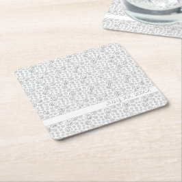 Monochromatic Black Geometric Swirls Pattern Kartonnen Onderzetters