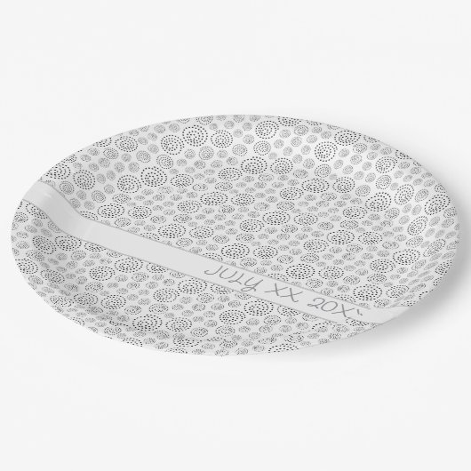 Monochromatic Black Geometric Swirls Pattern Papieren Bordje (Gekanteld)