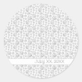 Monochromatic Black Geometric Swirls Pattern Ronde Sticker (Voorkant)