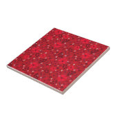 Monochromatic bright red retro floral pattern. tegeltje (Zijkant)