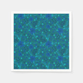 Monochromatic dark turquoise blue retro floral  servet (Voorkant)