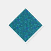 Monochromatic dark turquoise blue retro floral  servet (Hoek)