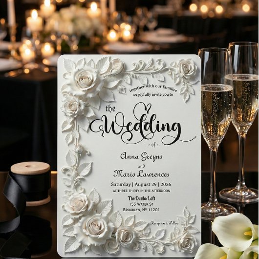 Monochromatic Ivory White Romantic Garden Kaart