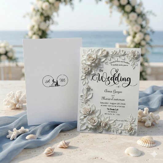 Monochromatic Ivory White Romantic Garden Kaart