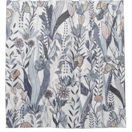 Monochromatic Midnight Bloomscape Douchegordijn