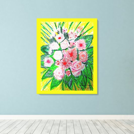 Monochromatic, Rosas, Dianthus caryophyllus,  Gerb Canvas Afdruk (Insitu (Houten vloer))