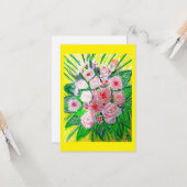 Monochromatic, Rosas, Dianthus caryophyllus,  Gerb Kaart (Voorkant / Achterkant in situ)