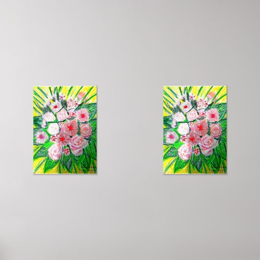 Monochromatic, Rosas, Dianthus caryophyllus,  Gerb Muurkunst Sets (Voorkant)