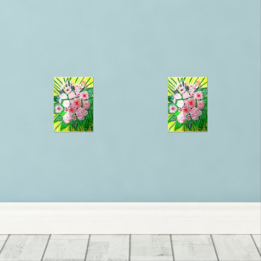 Monochromatic, Rosas, Dianthus caryophyllus,  Gerb Muurkunst Sets (Houten vloer)