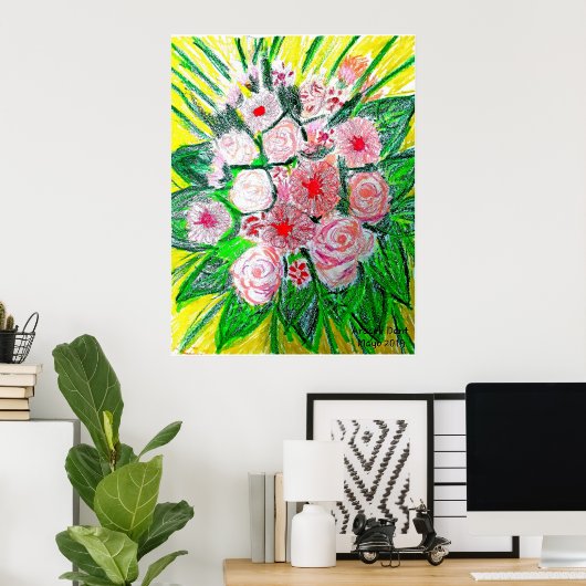 Monochromatic, Rosas, Dianthus caryophyllus,  Gerb Poster (Thuiskantoor)