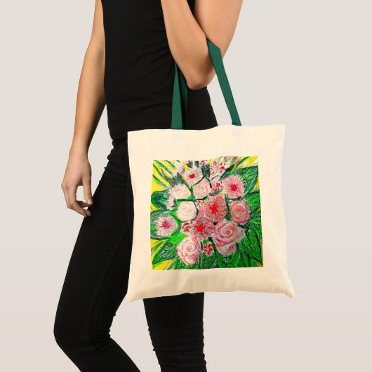 Monochromatic, Rosas, Dianthus caryophyllus,  Gerb Tote Bag (Voorkant (product))