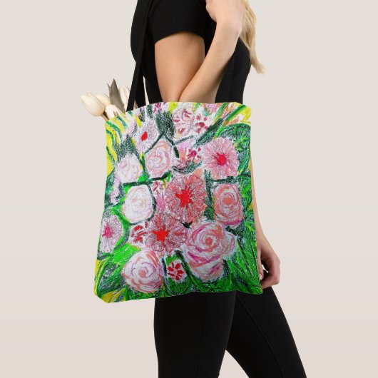 Monochromatic, Rosas, Dianthus caryophyllus, Gerb Tote Bag (Dichtbij)