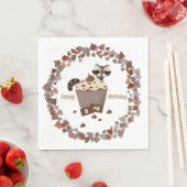 Monochromatic Sneaky Raccoon Cupcake Birthday  Servet (Insitu)