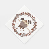 Monochromatic Sneaky Raccoon Cupcake Birthday  Servet (Hoek)