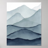 Monochromatic Watercolor Mountains Poster (Voorkant)