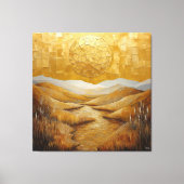 Monochromatisch Abstract landschap met zon Canvas Afdruk (Voorkant)