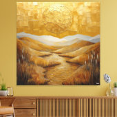 Monochromatisch Abstract landschap met zon Canvas Afdruk (Insitu (Woonkamer))