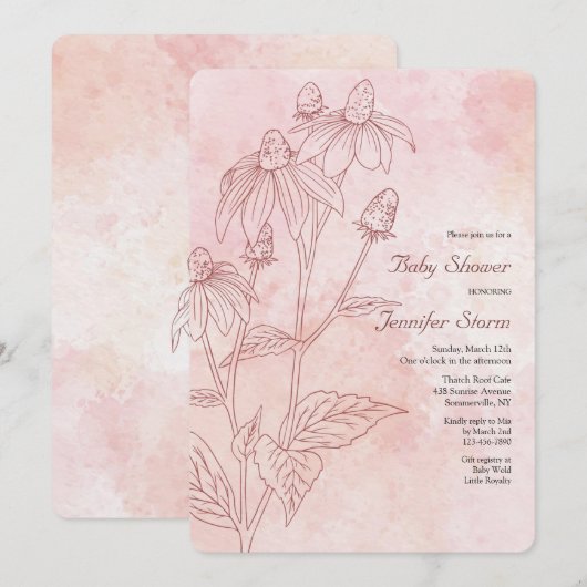 monochromatisch Baby shower Kaart (Voorkant / Achterkant)