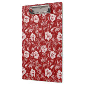 Monochromatisch Barok Bloemenpatroon, Wit op Rood Klembord (Links)