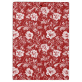 Monochromatisch Barok Bloemenpatroon, Wit op Rood Klembord (Achterkant)