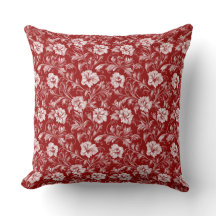 Monochromatisch Barok Bloemenpatroon, Wit op Rood