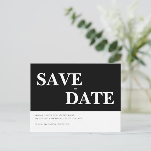 Monochromatisch - Bewaar de datum Aankondigingskaart (Staand voorkant)