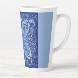 Monochromatisch blauw paisleymotief latte mok
