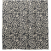 monochromatisch geometrisch doolhof douchegordijn (Voorkant)
