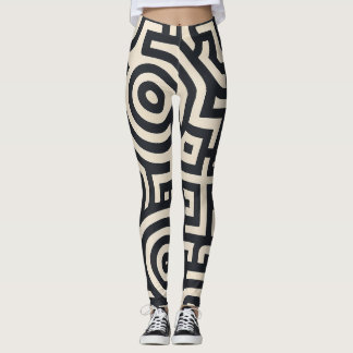 monochromatisch geometrisch doolhof leggings