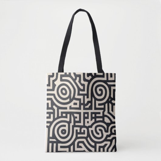 monochromatisch geometrisch doolhof tote bag (Voorkant)