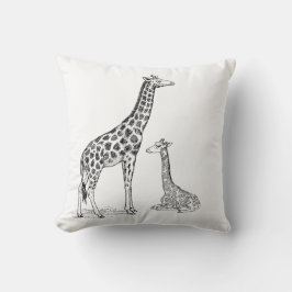 Monochromatisch Giraffe Vierkant Kussen – Elegant
