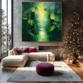 Monochromatisch groen Abstract Oerwoud Canvas Afdruk