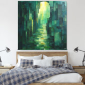 Monochromatisch groen Abstract pad met boog Canvas Afdruk (Insitu (Slaapkamer))