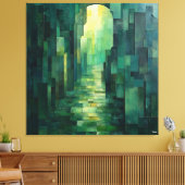 Monochromatisch groen Abstract pad met boog Canvas Afdruk (Insitu (Woonkamer))