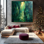 Monochromatisch groen Abstract pad met boog Canvas Afdruk<br><div class="desc">Creëer een serene ambiance met dit fascinerende monochromatische groene abstracte kunstwerk. Met een lichtgevend pad dat door een gedurfde geometrische boog leidt, combineert dit stuk natuurlijk licht met gelaagde texturen in rijke groene tinten. Het harmonieuze samenspel van gestructureerde vormen en gloeiende hoogtepunten roept een gevoel van diepte en rust op,...</div>