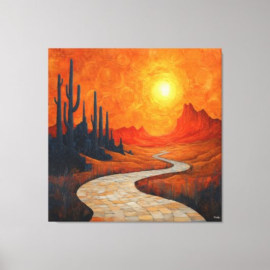 Monochromatisch Oranje Abstract woestijnlandschap Canvas Afdruk (Voorkant)