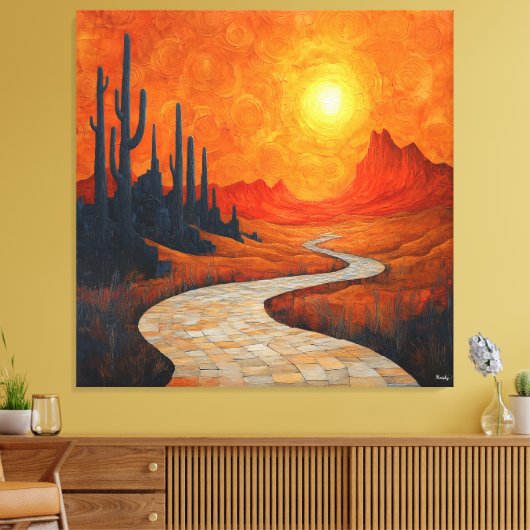 Monochromatisch Oranje Abstract woestijnlandschap Canvas Afdruk (Insitu (Woonkamer))