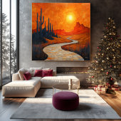 Monochromatisch Oranje Abstract woestijnlandschap Canvas Afdruk