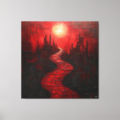 Monochromatisch rood Abstract stadsgezicht met pad Canvas Afdruk (Voorkant)