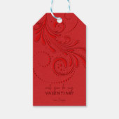 Monochromatisch rood wervelmonogram cadeaulabel (Voorkant)