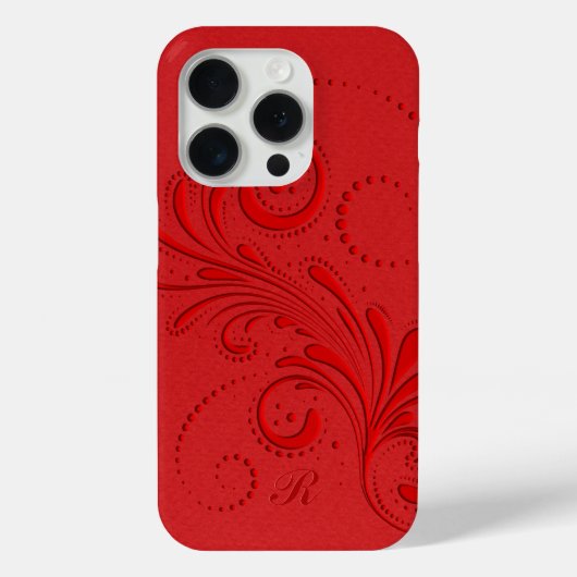 Monochromatisch rood wervelmonogram Case-Mate iPhone case (Achterkant)