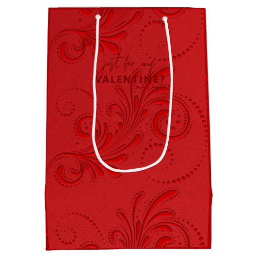 Monochromatisch rood wervelmonogram medium cadeauzakje (Achterkant)